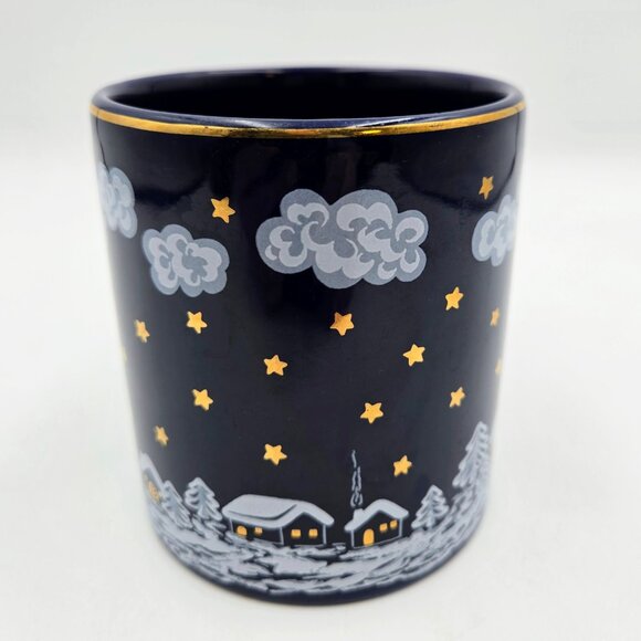 Vintage Waechtersbach Blue Gold Winter Dreams Christmas Holiday Mug Cup Set Of 2 - Picture 5 of 16